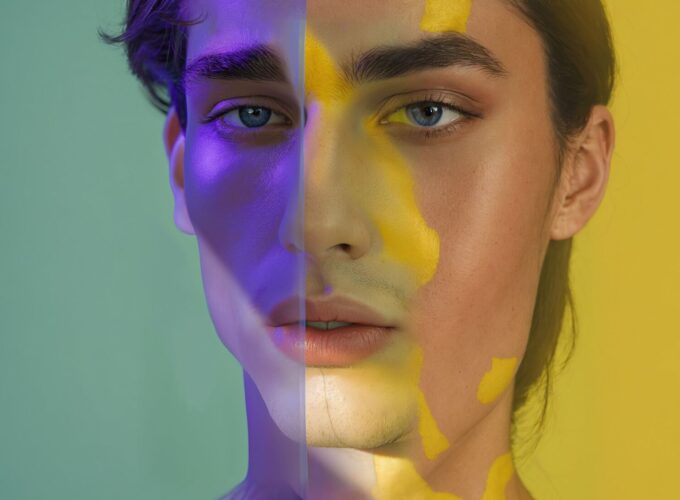 Dual-Toned Portrait of Man