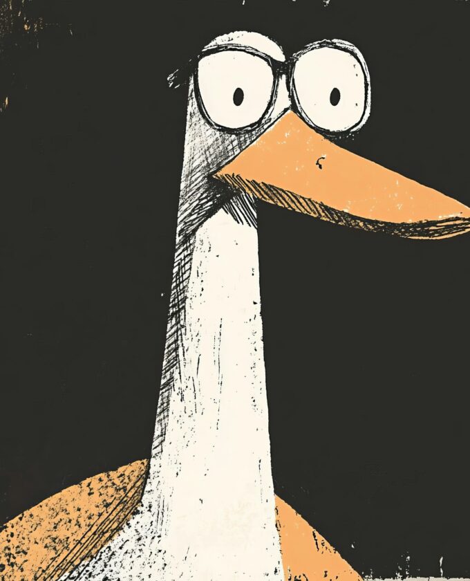 Whimsical Stork Illustration