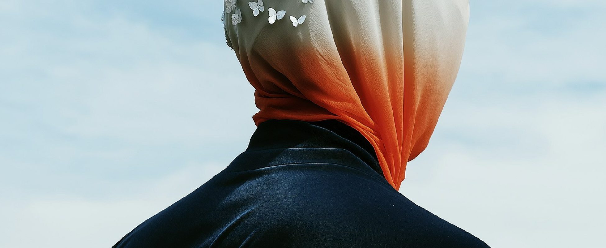 Elegant Headscarf with Butterflies